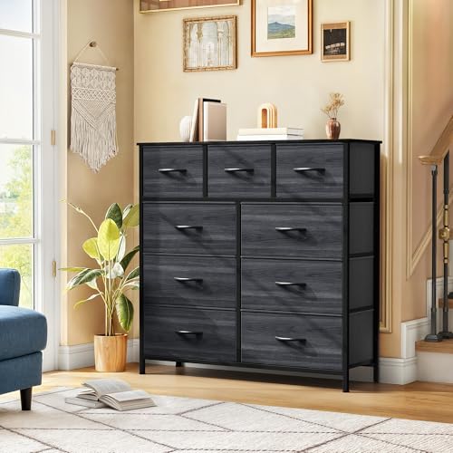 DWVO Dresser for Bedroom with 9 Drawers, Fabric Storage Dresser, Closet & Chest of Drawers for Living Room, Closets