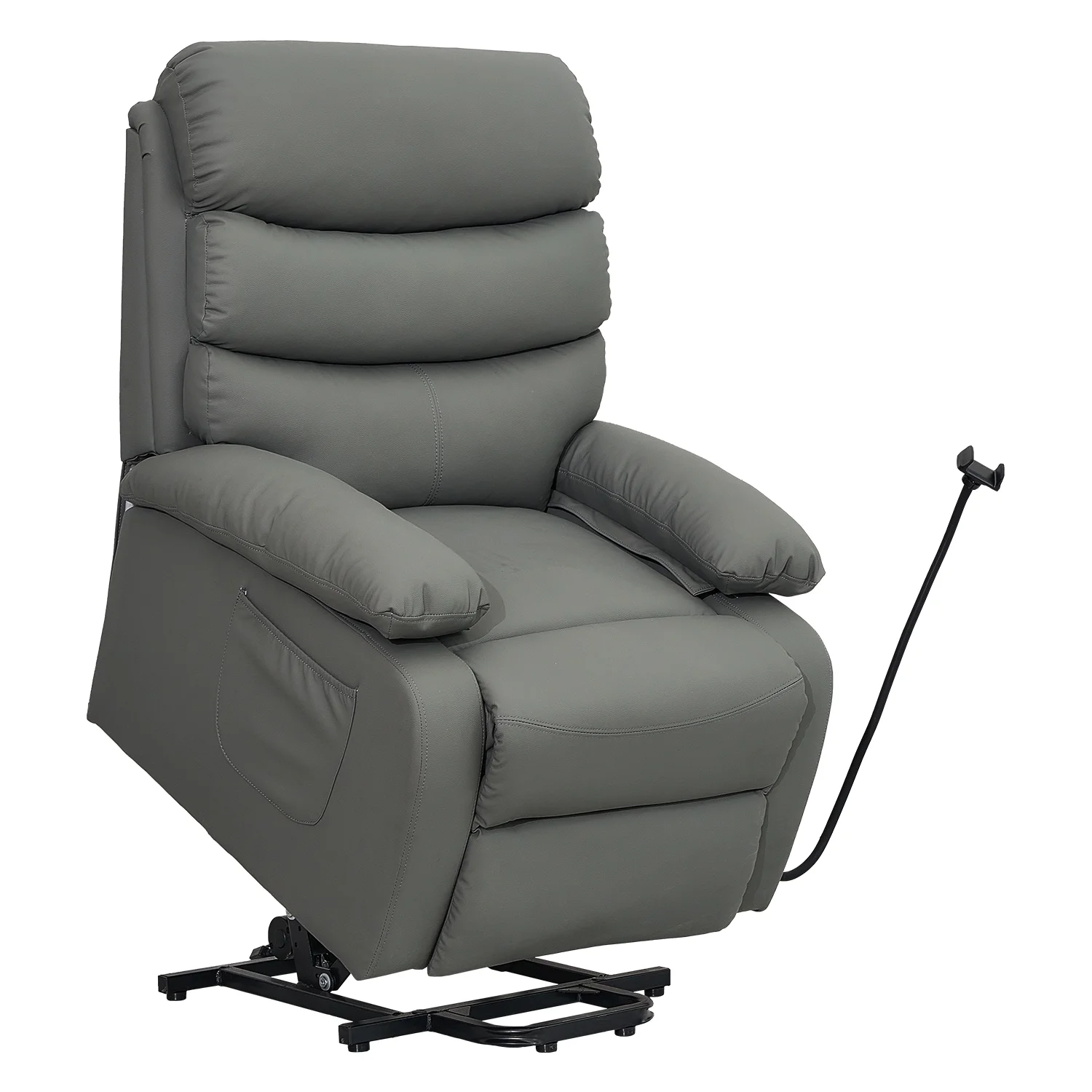 Alwalue Electric Power Lift Recliner Chairs with Side Pocket for Elderly Micro Leather Recliner Lift Chair with Remote Control for Living Room Bedroom - Dark Gray