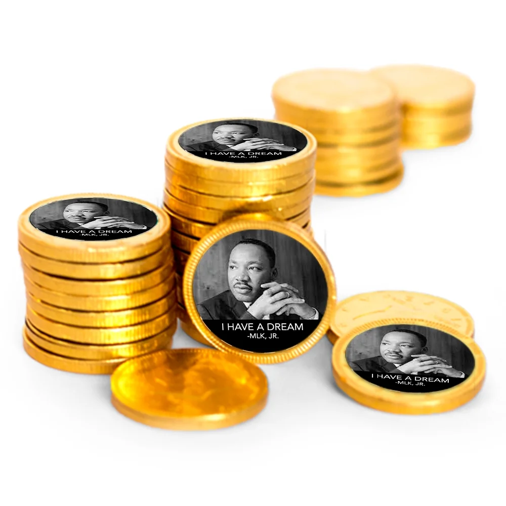 84 Pcs Martin Luther King Day Candy Favors Chocolate Coins with Gold Foil