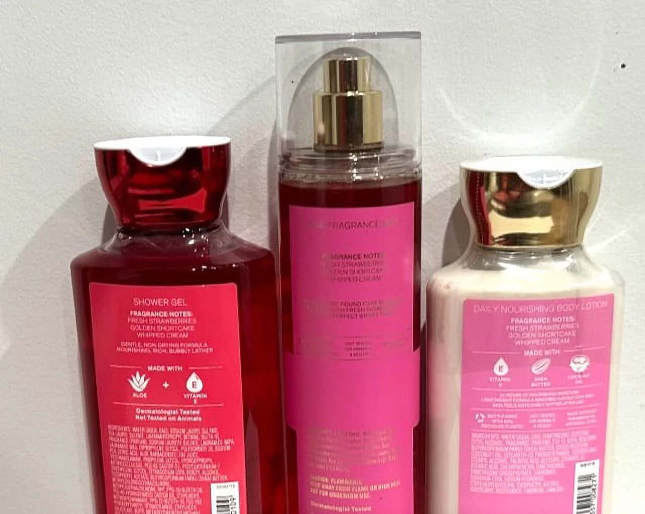 Bath & Body Works Strawberry Pound Cake Trio Set ( Body Lotion, Fragrance Mist, and Shower Gel)