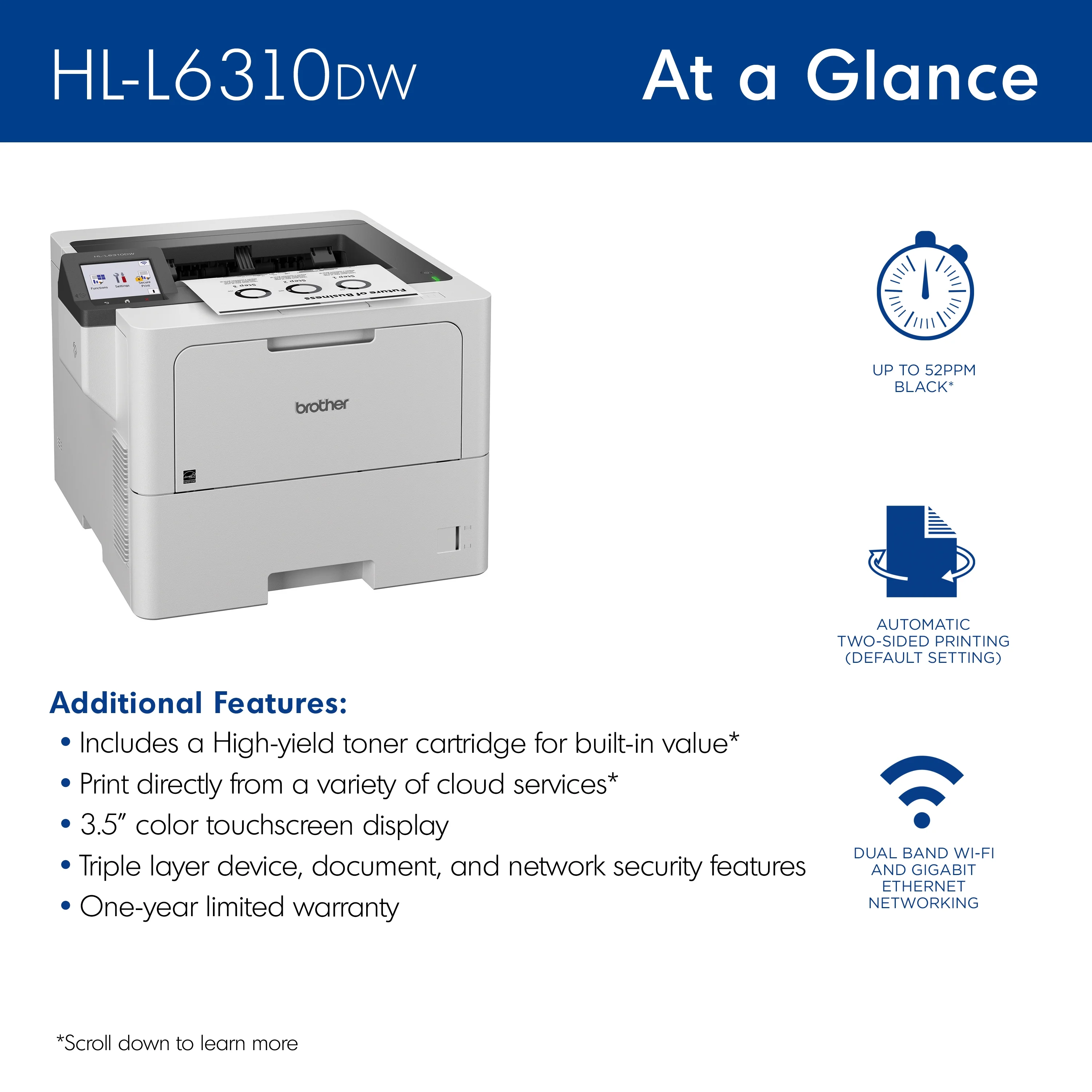 Brother HL-L6310DW Enterprise Monochrome Laser Printer