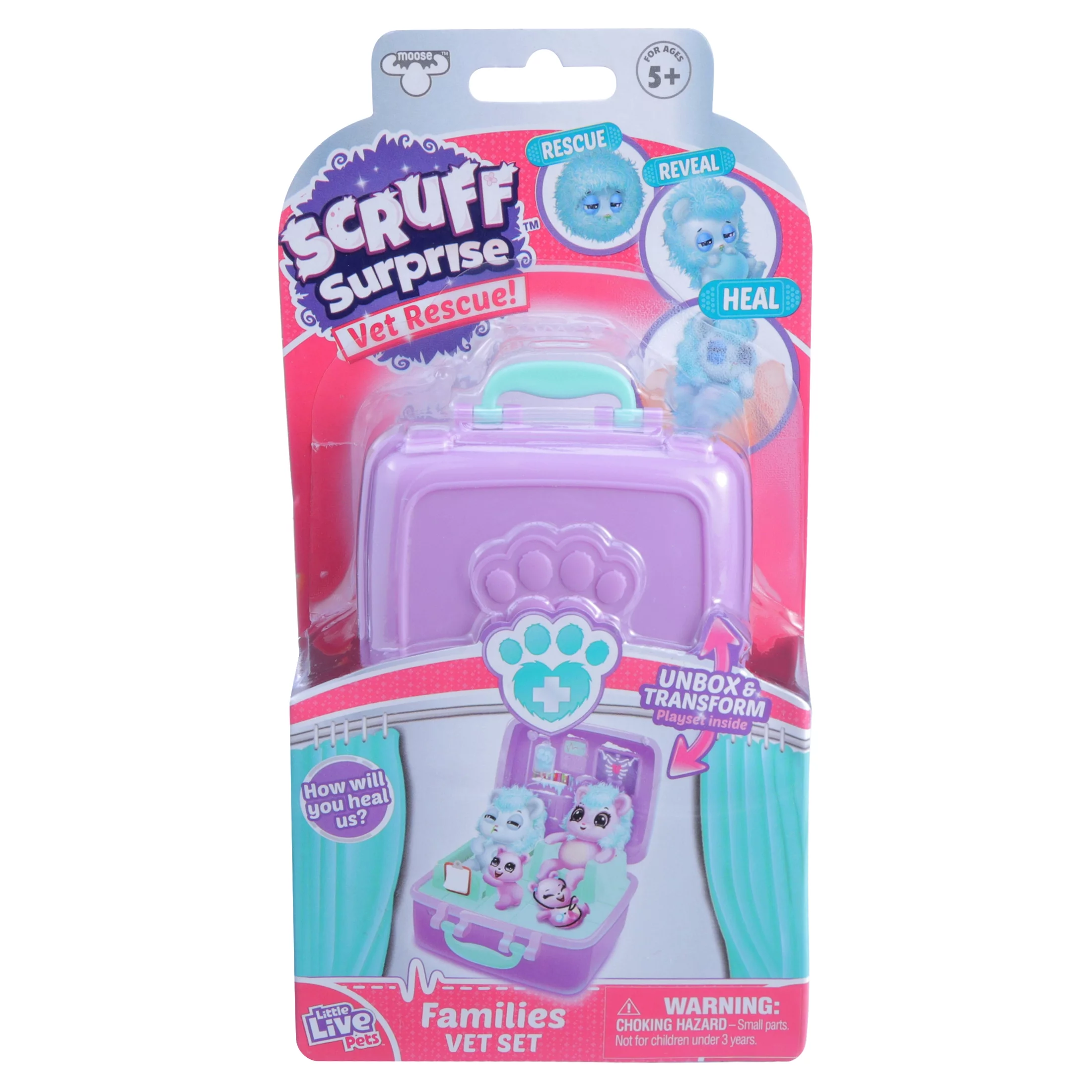 Little Live Pets Scruff Surprise Vet Rescue, Groom Set with Dog Family