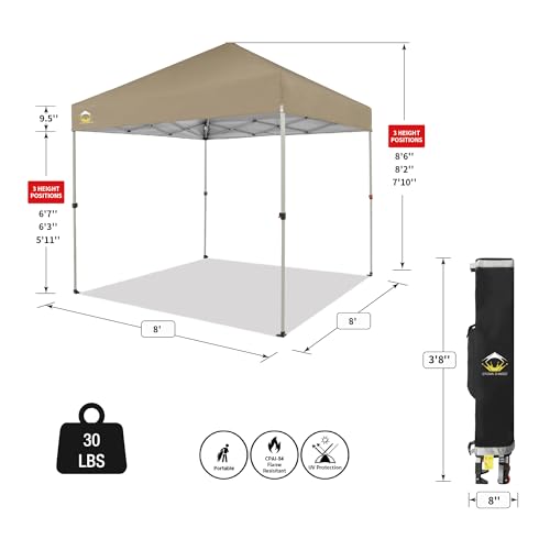 CROWN SHADES 10x10 Pop Up Canopy - Beach Tent with One Push Setup - Easy Outdoor Sun Shade for Events, Parties, Camping - Gazebo with STO-N-Go Cover Bag, Silver Coated Top, White