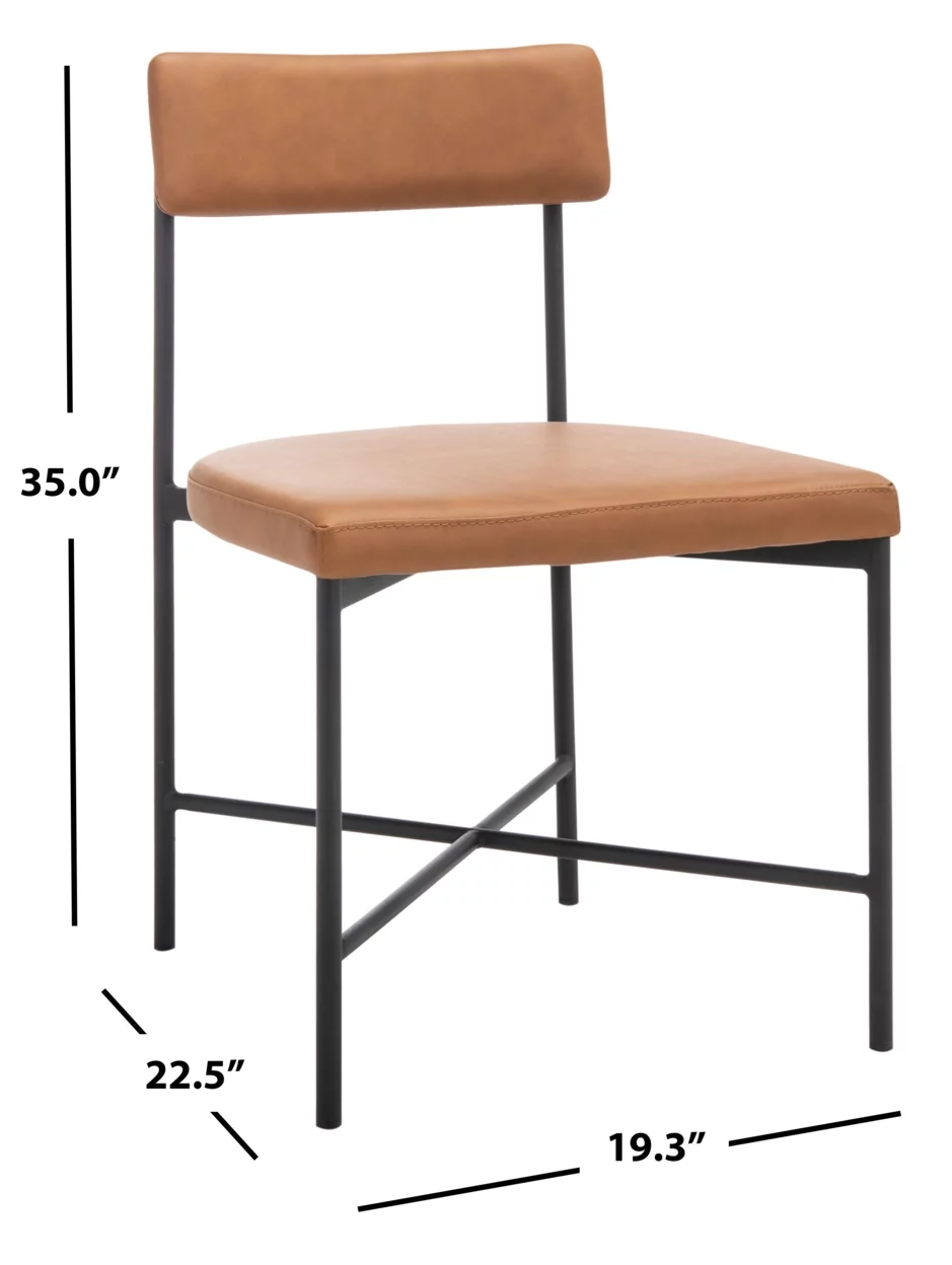 SAFAVIEH Archer Dining Chairs, Cognac/Black, Set of 2 (19.3 in. W x 22.5 in. D x 35 in. H)