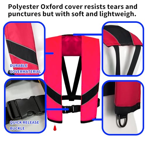 Manual Inflatable Life Jacket|Life Vest for Adults|PFD Low Profile|Supports up to 330 lbs