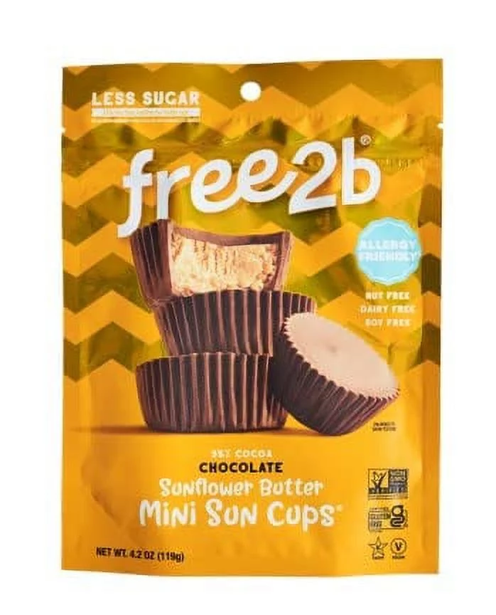 Free2b Foods Chocolate Sun Cups Minis Gluten-Free, Dairy-Free, Nut-Free and Soy-Free - 4.2 Oz. (Pack of 6)