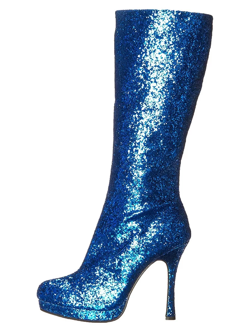 Ellie Shoes E-421-Zara 4 Knee-High Boot with Glitter Blue / 9
