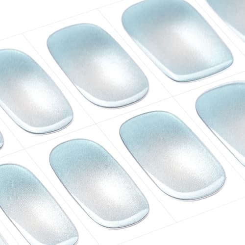 DANNI & TONI Semi Cured Gel Nail Strips Christmas Santa Claus Snowflakes Cat Eye Gel Nail Wraps 28 Stickers | Mistletoe Meow