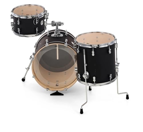 Pacific Drums & Percussion PDP Concept Maple Bop 3-Piece, Satin Black Drum Set Shell Pack (PDCM18BPBK)