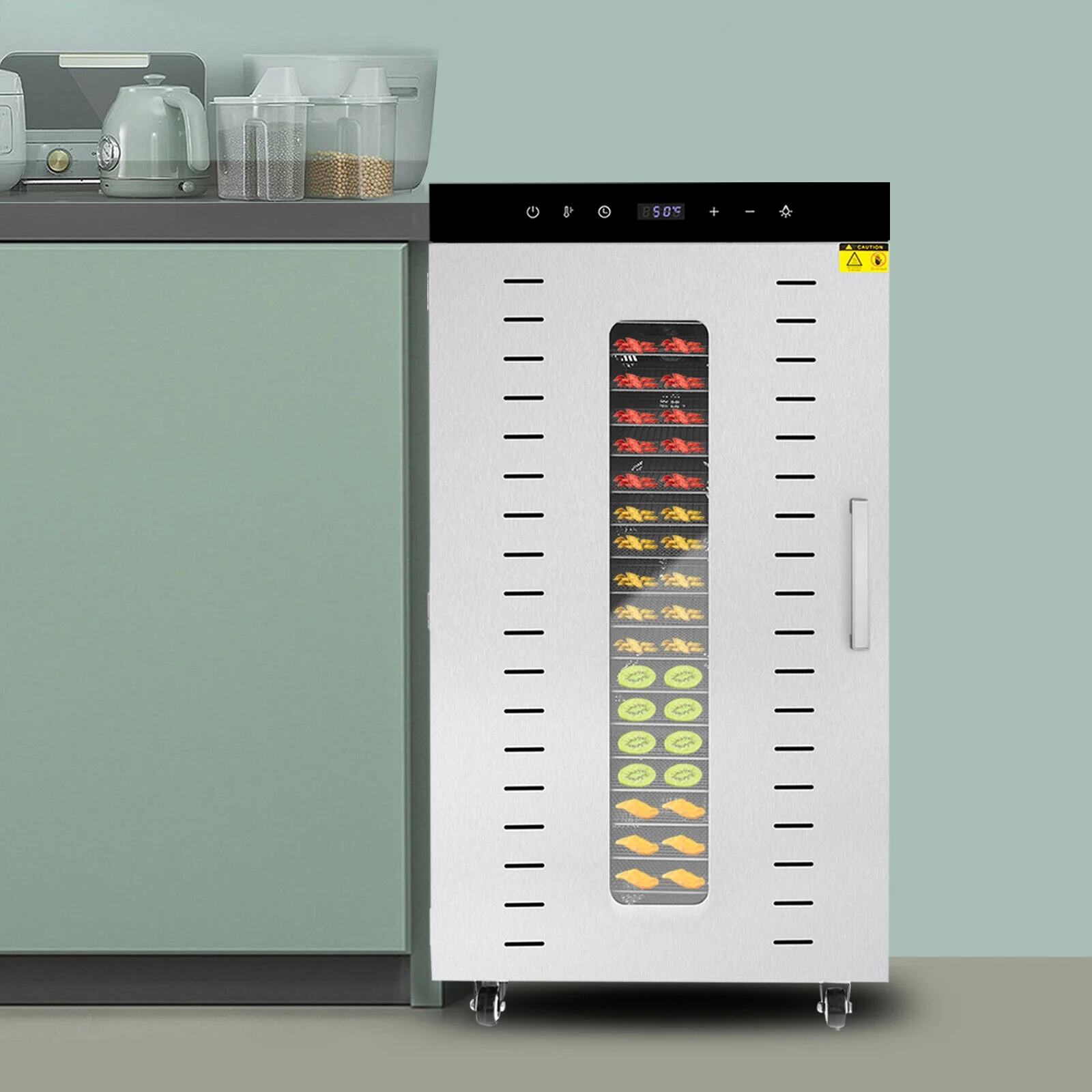 ZhdnBhnos 1700W Food Dehydrator Machine with 20 Stainless Steel Trays 86-194°F Adjustable Temperature Fruit Vegetable Dehydrator for Jerky Herbs Meat