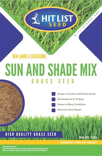 Sun and Shade Tall Fescue Grass Seed Mix, Drought Resistant, Thick Lawn, Fast Germination