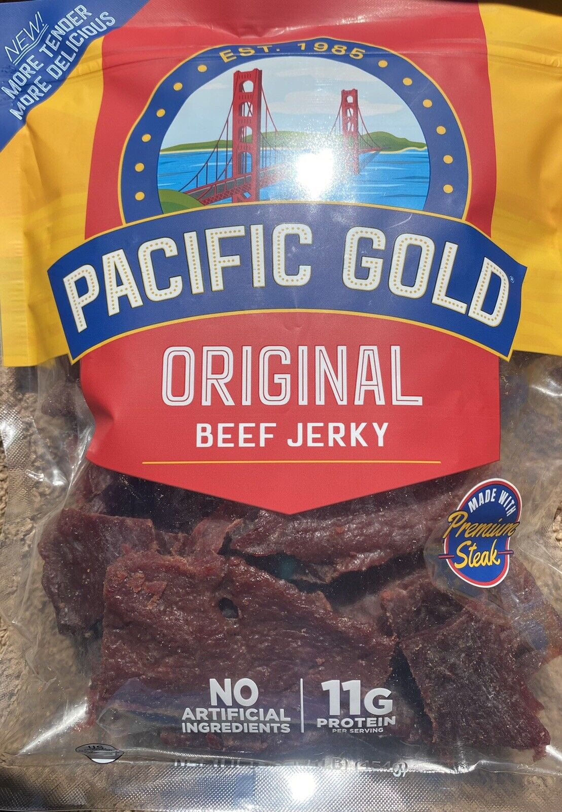 Pacific Gold Natural Wood Smoked Original Beef Jerky 16 oz