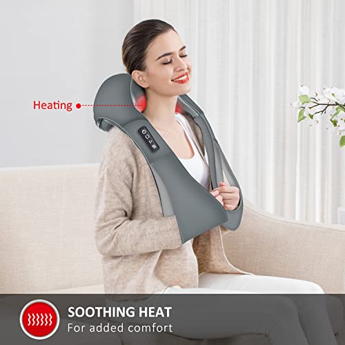 Snailax Shiatsu Neck and Shoulder Massager - Back Massager with Heat, Deep Kneading Electric Massage Pillow for Neck, Back, Shoulder,Foot,Body