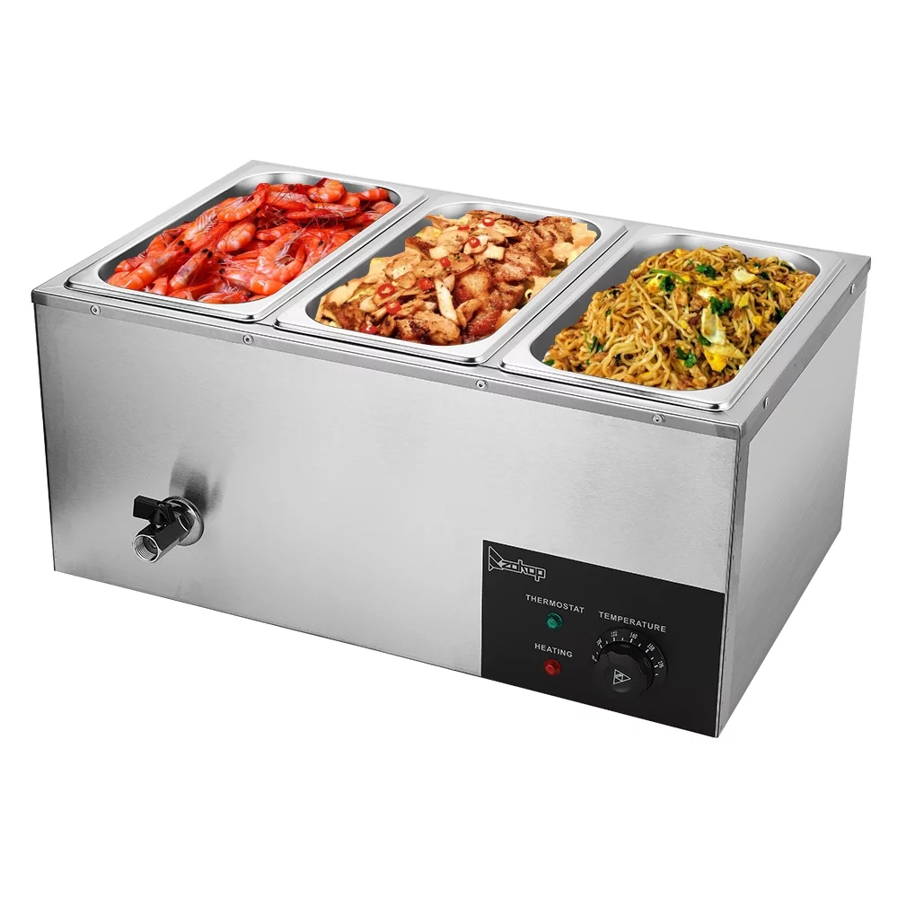 Zimtown 6.9Qt Commercial Grade Stainless Steel Bain Marie Buffet Food Warmer Steam Table, 3 Pan