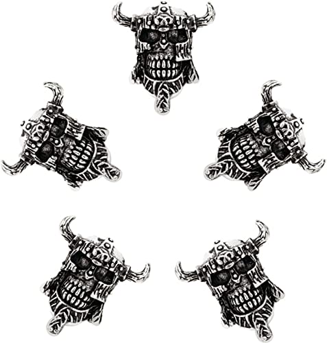HAQUIL Skull Viking Beads Combo 5 pcs Triquetra Viking Beads Viking Rune Beards Norse Hair Beads Beard Hair Beard Hair Viking Pirate Skull Dreadlocks Beads for Hair