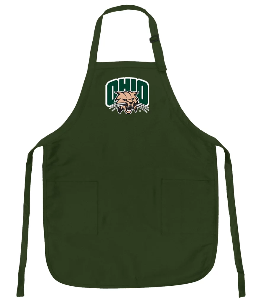 Broad Bay Ohio Bobcats Apron Green Ohio University Logo APRON for a Man or Woman - Grilling, Kitchen, or Tailgating