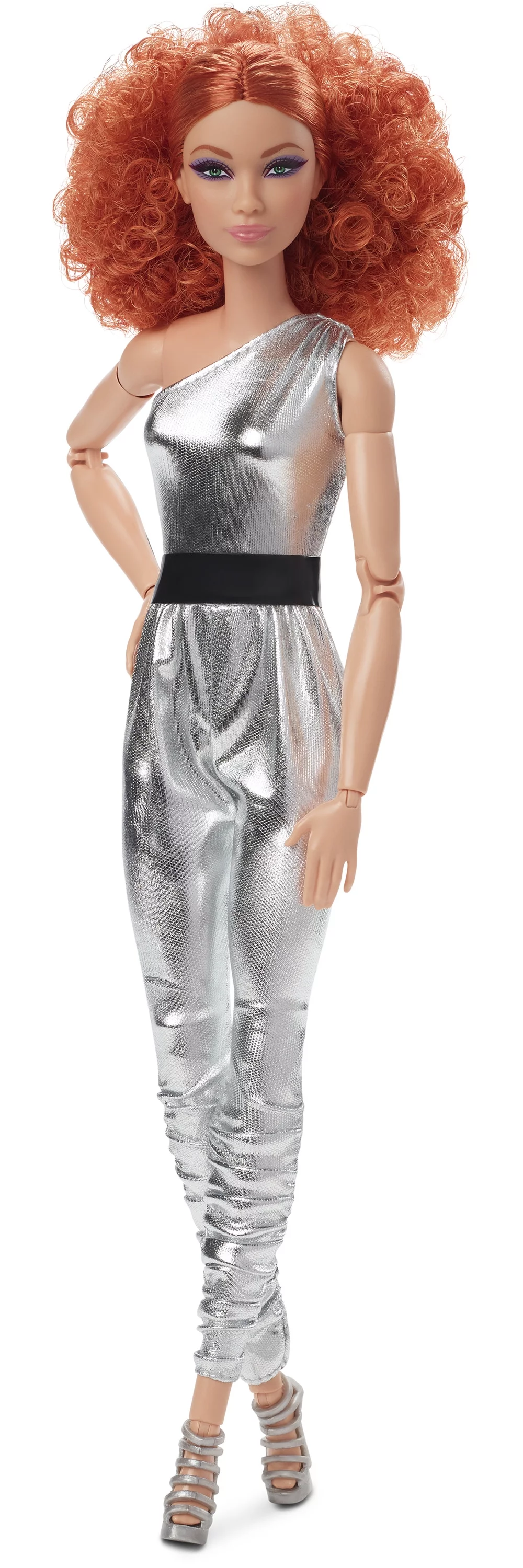 Barbie Looks Collectible Fashion Doll, Posable with Curly Red Hair & Metallic Jumpsuit