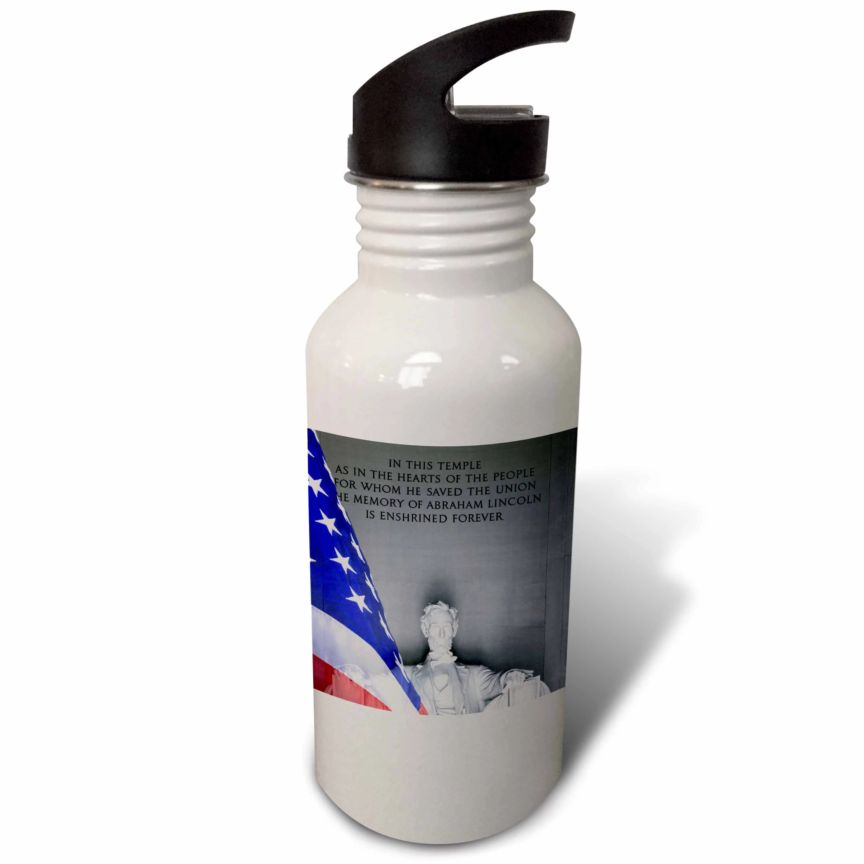 Washington DC. Lincoln Memorial and American flag - US09 BJA0076 - Jaynes Gallery 21 oz Sports Water Bottle wb-88984-1