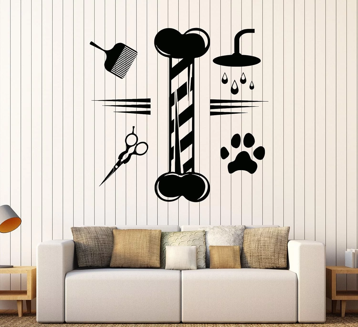 Vinyl Wall Decal Grooming Pets Beauty Salon Animals Stickers Large Decor (1038Ig) Sky Blue
