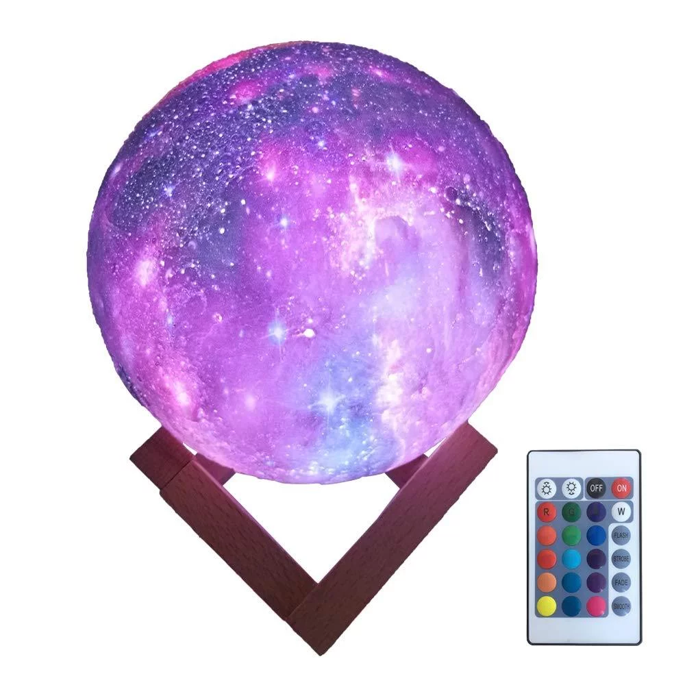 HYODREAM 3D Printing Moon Lamp Moon Light Kids Night Light 16 Color Change Touch and Remote Control Star Light As a Gift Ideas for Boys or Girls(5.9inch)