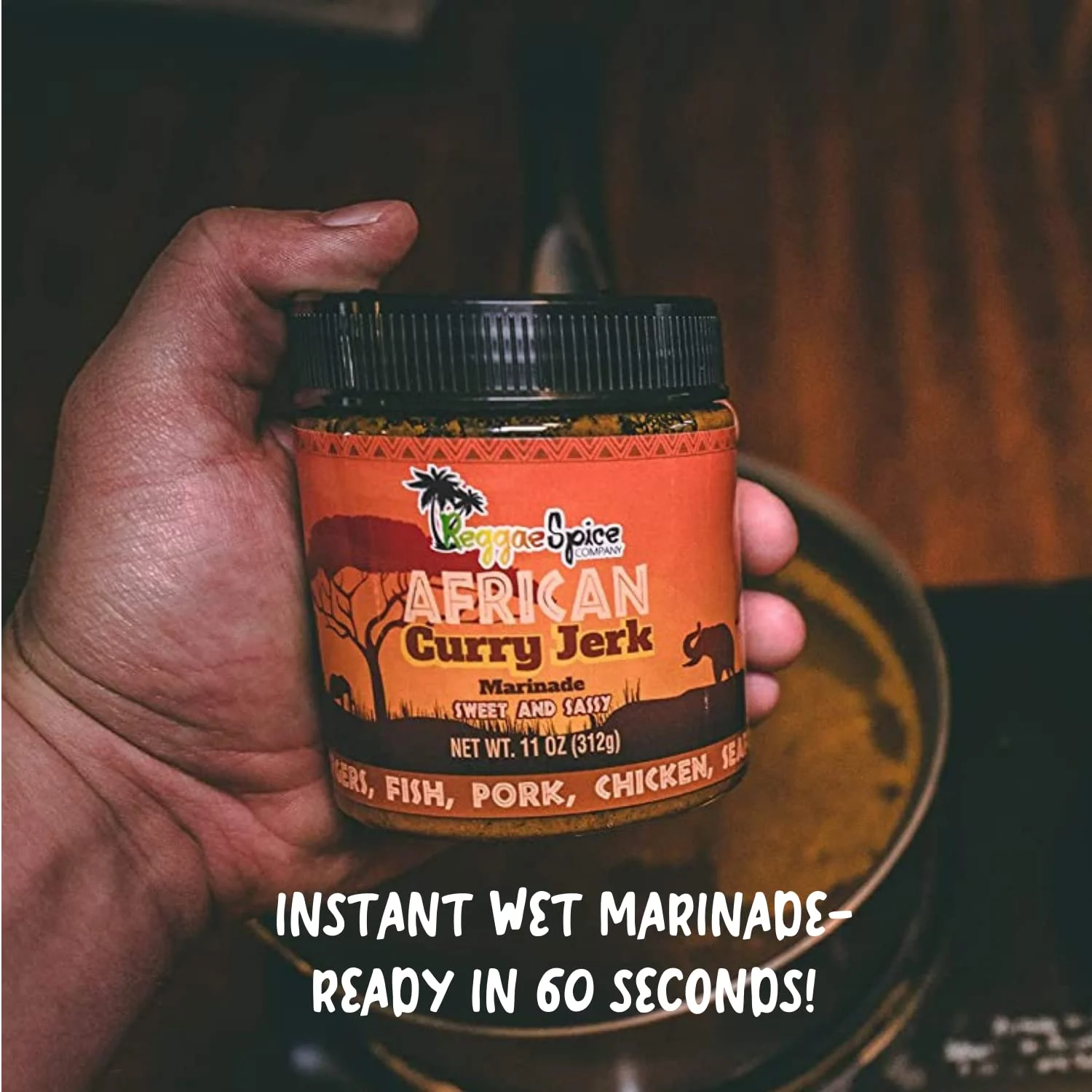 REGGAE SPICE African Curry Jerk Seasoning Authentic Wet Rub Marinade Sauce Made with Jamaican Spices - Perfect for Beef, Pork, Chicken, Seafood, and Vegetables - 11 OZ, Sweet and Sassy