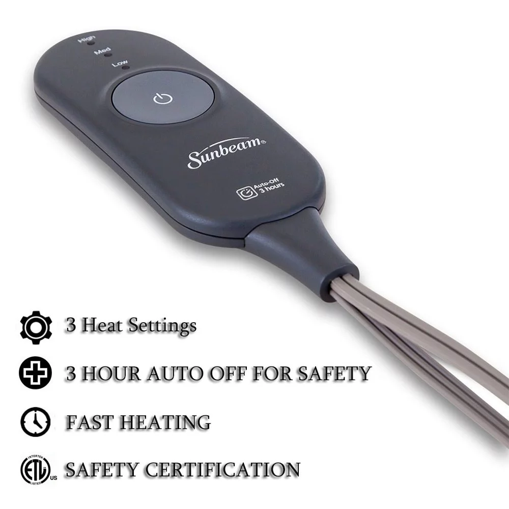 Sunbeam Microplush Comfy Toes Electric Heated Throw Blanket Foot Pocket Holiday Trees