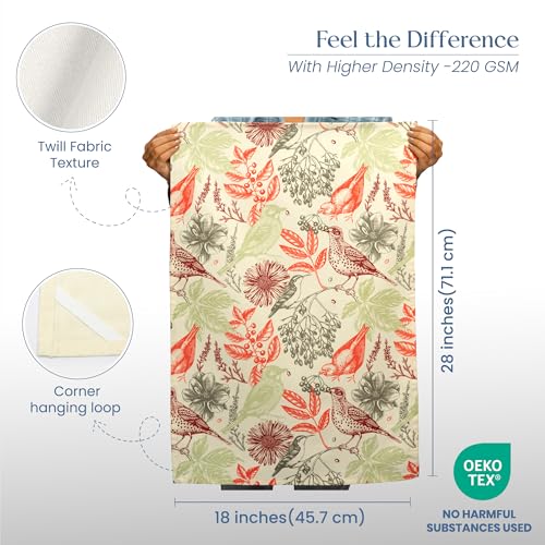 The Fine Living Co. 100% Cotton Merry Christmas Kitchen Towels, 18'x28' Set of 2 (Cherry Red & Green)