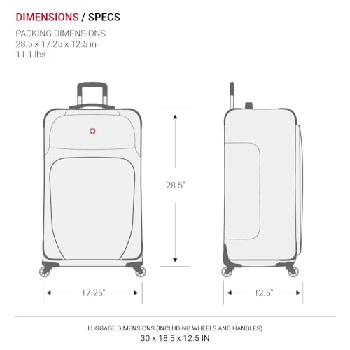 SwissGear Sion Softside Expandable Luggage, Black, Checked-Large 29-Inch
