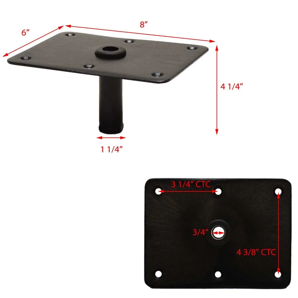 Lowe Boat Seat Base 3630004-EC | 3/4 Inch Black Steel