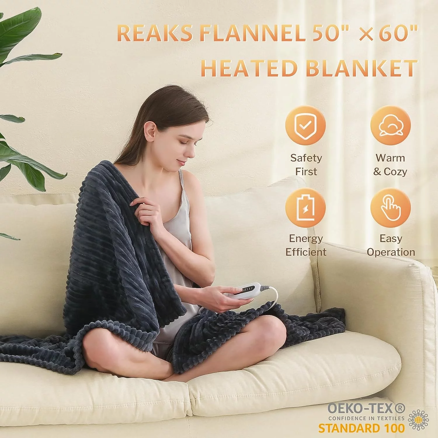 Reaks Heated Blanket Throw - 50