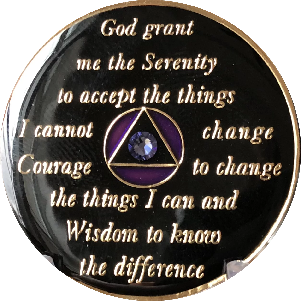 1 Year AA Medallion Purple Transition Swarovski Crystal Sobriety Chip