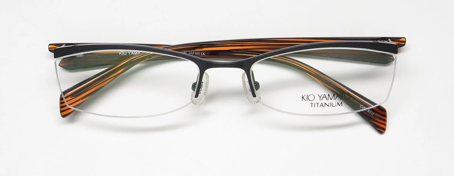 KIO YAMATO KT-271 TITANIUM HALF-RIMLESS ACETATE PLASTIC EYEGLASS FRAME/GLASSES