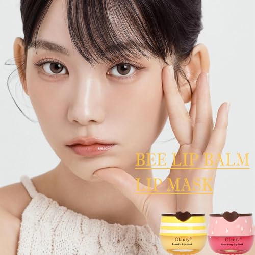4 PCS Bee Lip Balm Lip Mask Honey Pot, Honey & Strawberry & Watermelon & Apple Lime Lip Sleeping Mask Propolis Moisturizing Lip Balm with Stick, Hydrating Prevention Dry & Cracked