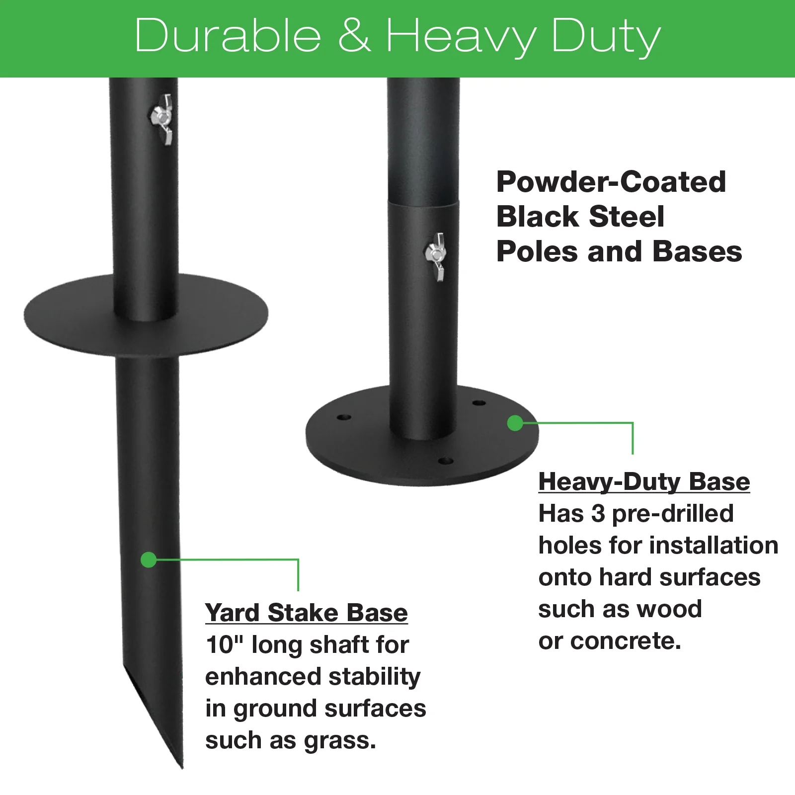 Excello Global Products Bistro String Light Poles - 4 Pack - Extends to 10 Feet - Universal Mounting Options Included - EGP-HD-0361