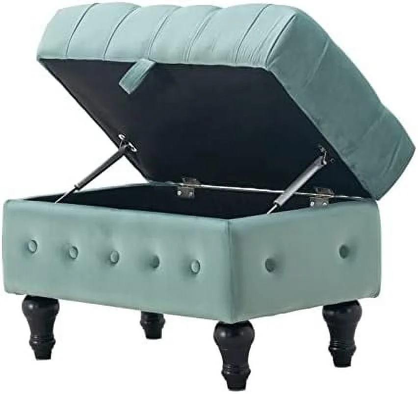 KHBIULIFE Coffee Table Ottoman  Button Tufted Velvet Upholstery Footstool Bed Ottoman for Living Room  Home Office  Space-Saving  Toy Box Stool  Pink