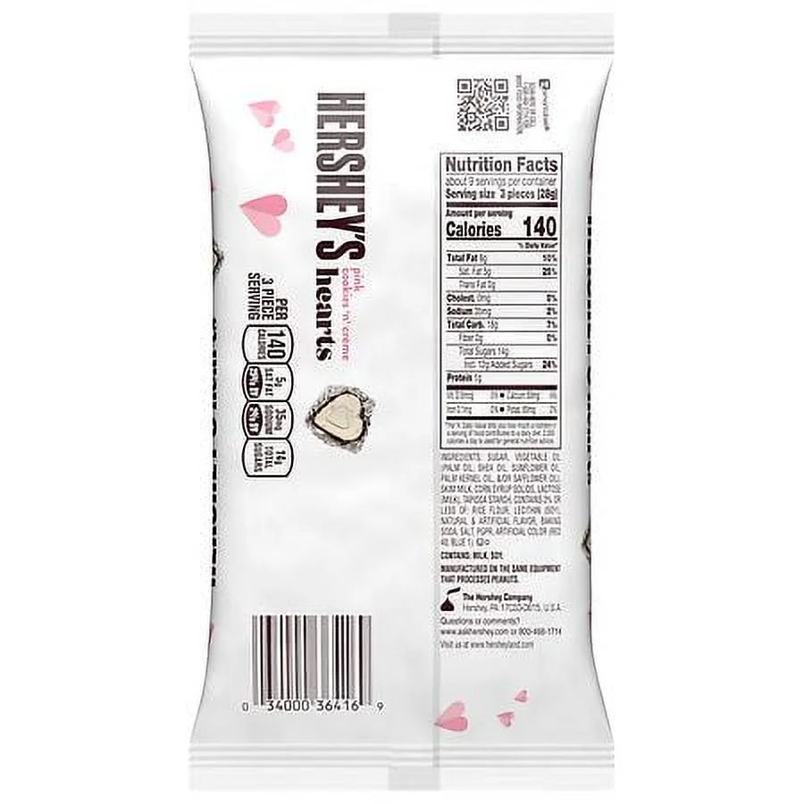 Hershey's Pink Hearts, Valentine's Day Candy, Bag Cookies 'n' Creme 8.8 oz Pack of 2