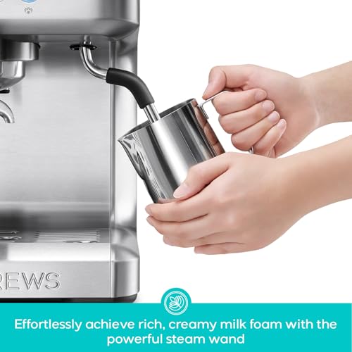 CASABREWS Ultra Espresso Machine with LCD Display, Powerful Milk Frother and Customizable Brewing Temperature, Provides Barista-Level Lattes and Cappuccinos