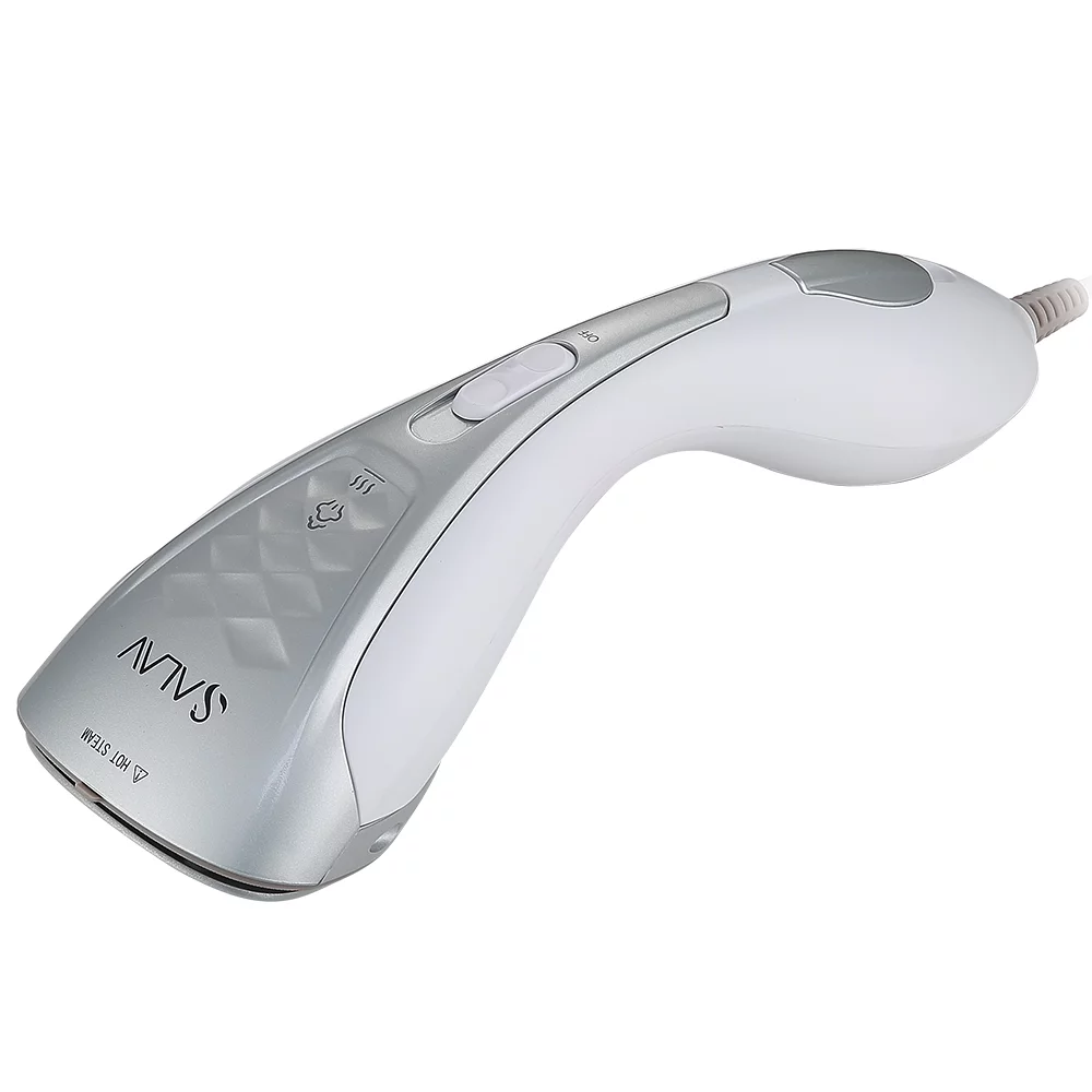 SALAV HS-100 Duopress Hand Held Garment Steamer and Iron with Ceramic-Coated Steam Plate and No-Drip System, 1150 watts, Silver