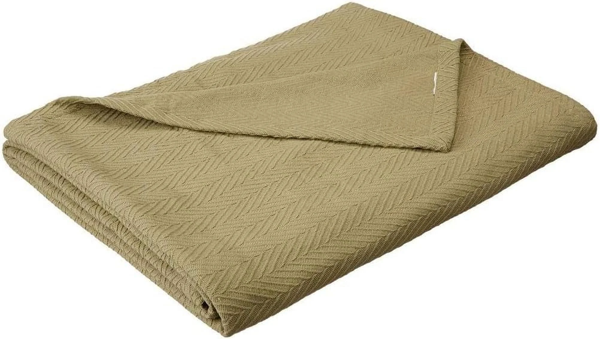 Luxurious Egypitia Cotto Blaket With Basket Weave For All Seaos Kig, Sage