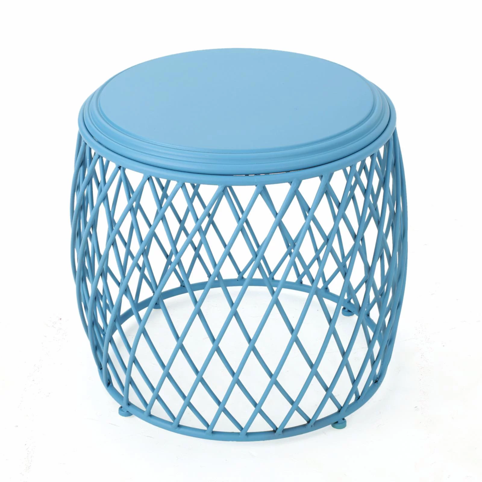 Ramiel Outdoor Metal Mesh 19 Inch Side Table - Matte Blue