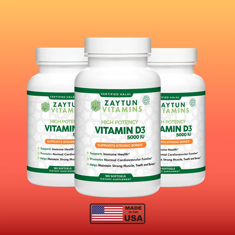 Zaytun Vitamins Halal Vitamin D3 5000 IU, 180 Softgels