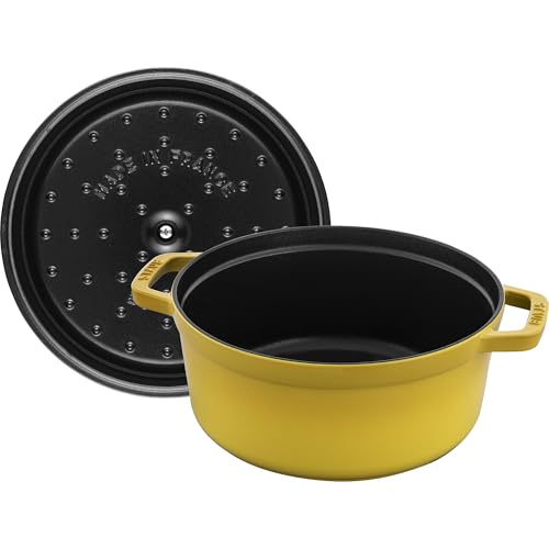 STAUB Cast Iron Dutch Oven 5.5-qt Round Cocotte, Made in France, Serves 5-6, Black Matte
