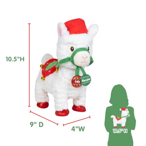 Cuddle Barn - Navidad Nico | Animated Christmas Walking Musical Plush Llama Toy Plays Feliz Navidad, 10.5 inches