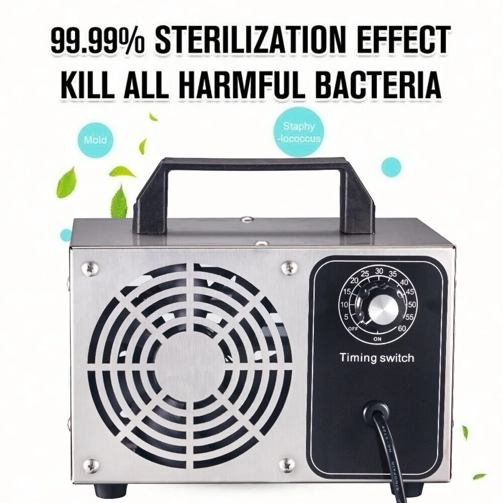 110V Commercial Ozone Generator Machine 48/60g Ozone Output Ionizing Air Purifier for Fresh Air