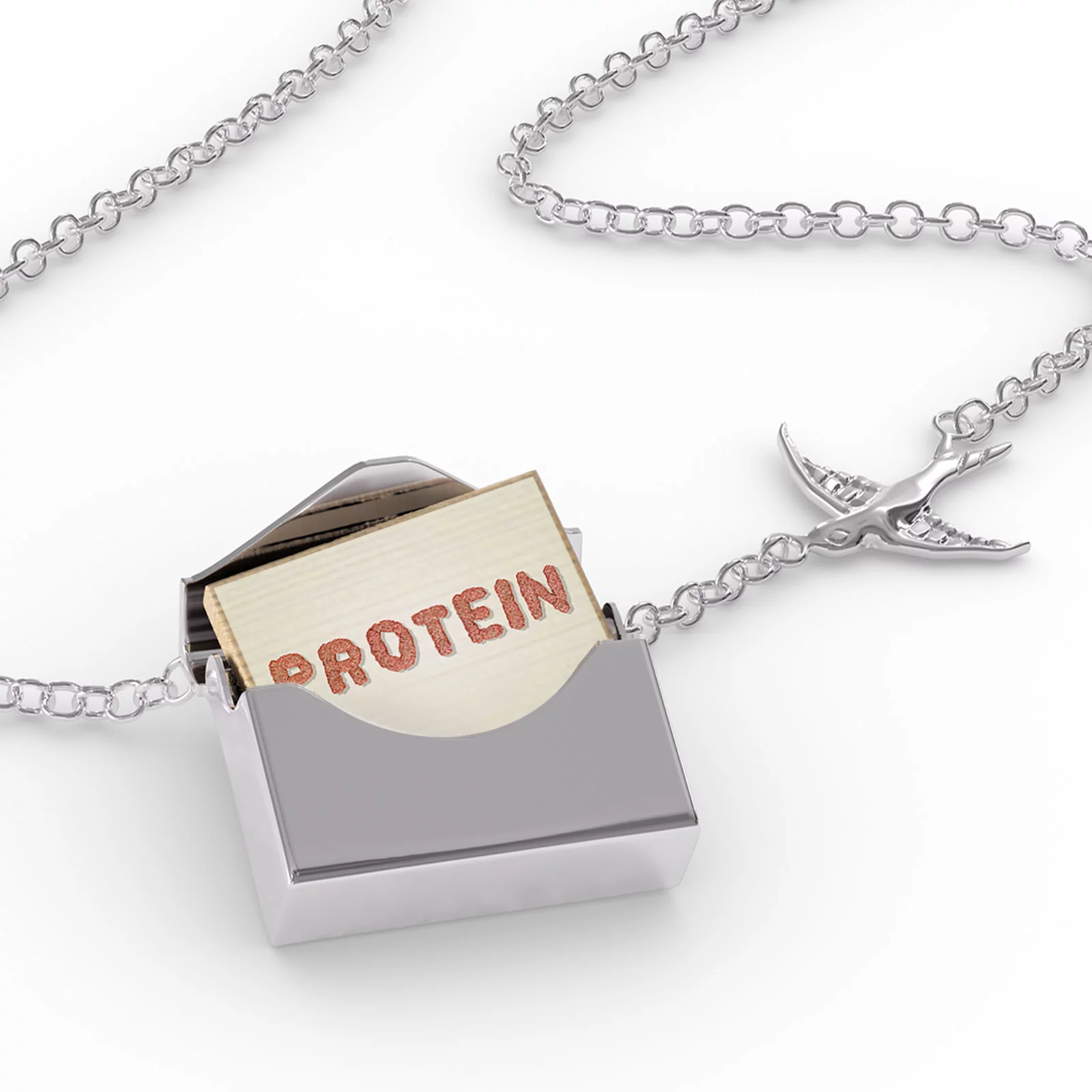 Locket Necklace Protein Meat Ground beef Hamburger in a silver Envelope Neonblond