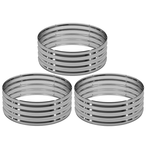 2PCS 2x2x1FT Galvanized Raised Garden Bed Kit,Vegetable Boxes-Round Metal Flower Box,Large Planter Raised Beds Outdoor Garden for Planting,Fruit,Herb-Sliver