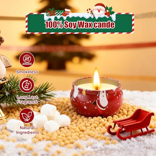 Christmas Candle Set, 6 Pack Candles for Home Scented, Aromatherapy Jar Candle Gifts for Women, Natural Soy Wax Long Lasting Glass Candle Set, Scented Candles for Christmas, Birthday, Thanksgiving Day