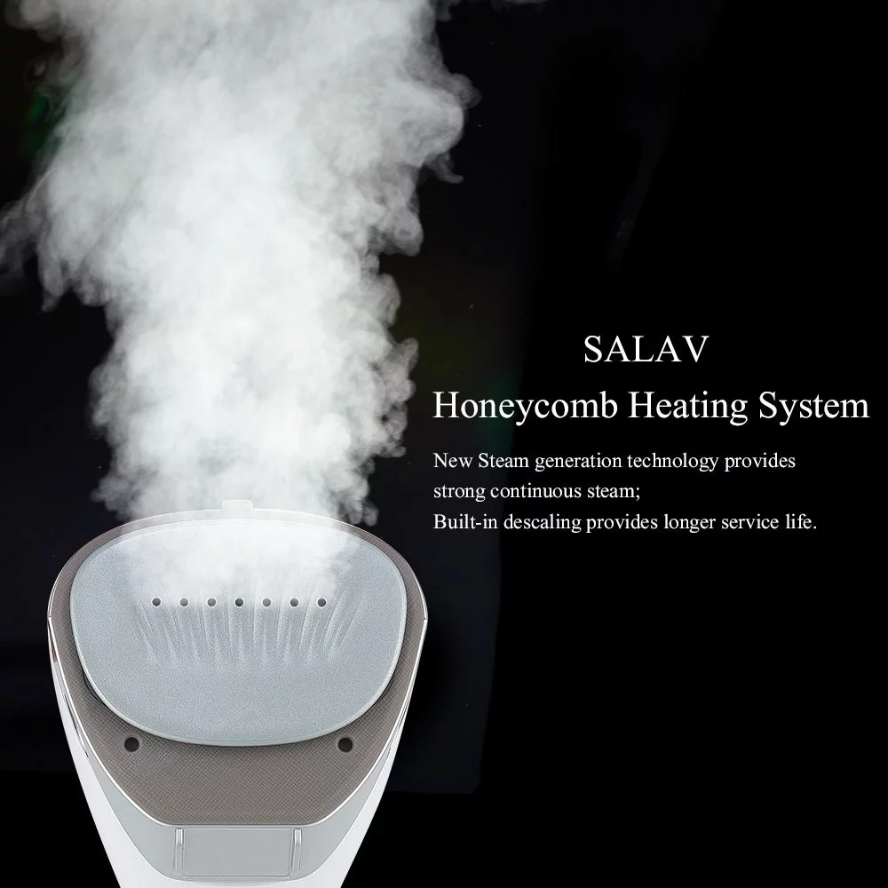 SALAV HS-100 Duopress Hand Held Garment Steamer and Iron with Ceramic-Coated Steam Plate and No-Drip System, 1150 watts, Silver