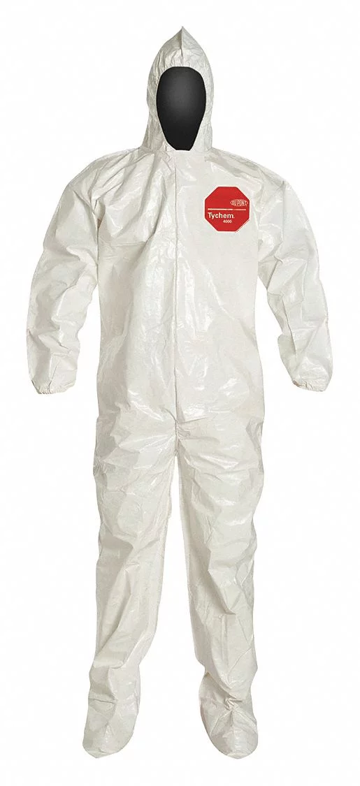 Dupont Hooded Coveralls,White,L,Elastic,PK12  SL122BWHLG001200