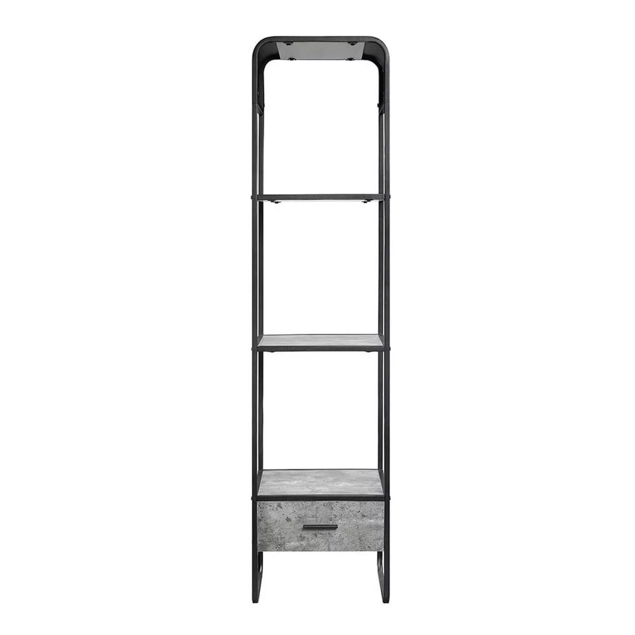 66 Inch Side Pier, Vertical Media Bookcase, 3 Shelves, Metal Frame, Gray- Saltoro Sherpi